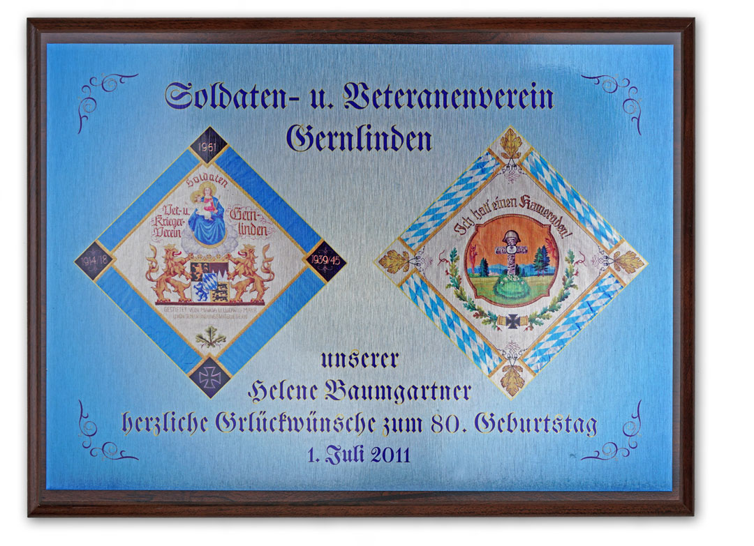 Ehrentafel gedruckt mit Wandbrett
